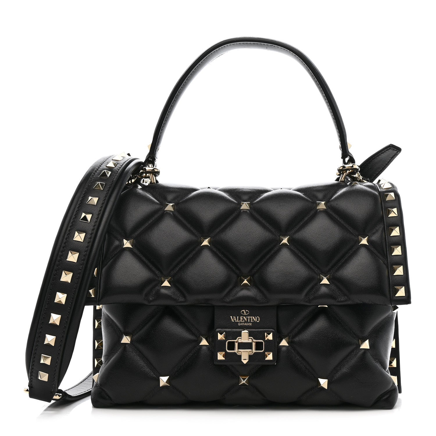 Valentino Garavani Nappa Medium Candystud Top Handle Bag Black 1 of 10
