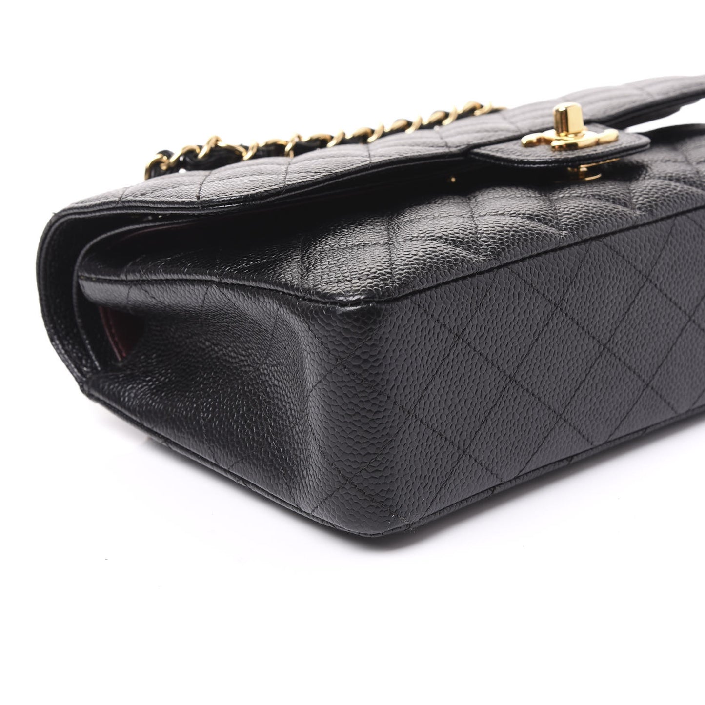 Caviar Quilted Medium Double Flap Black