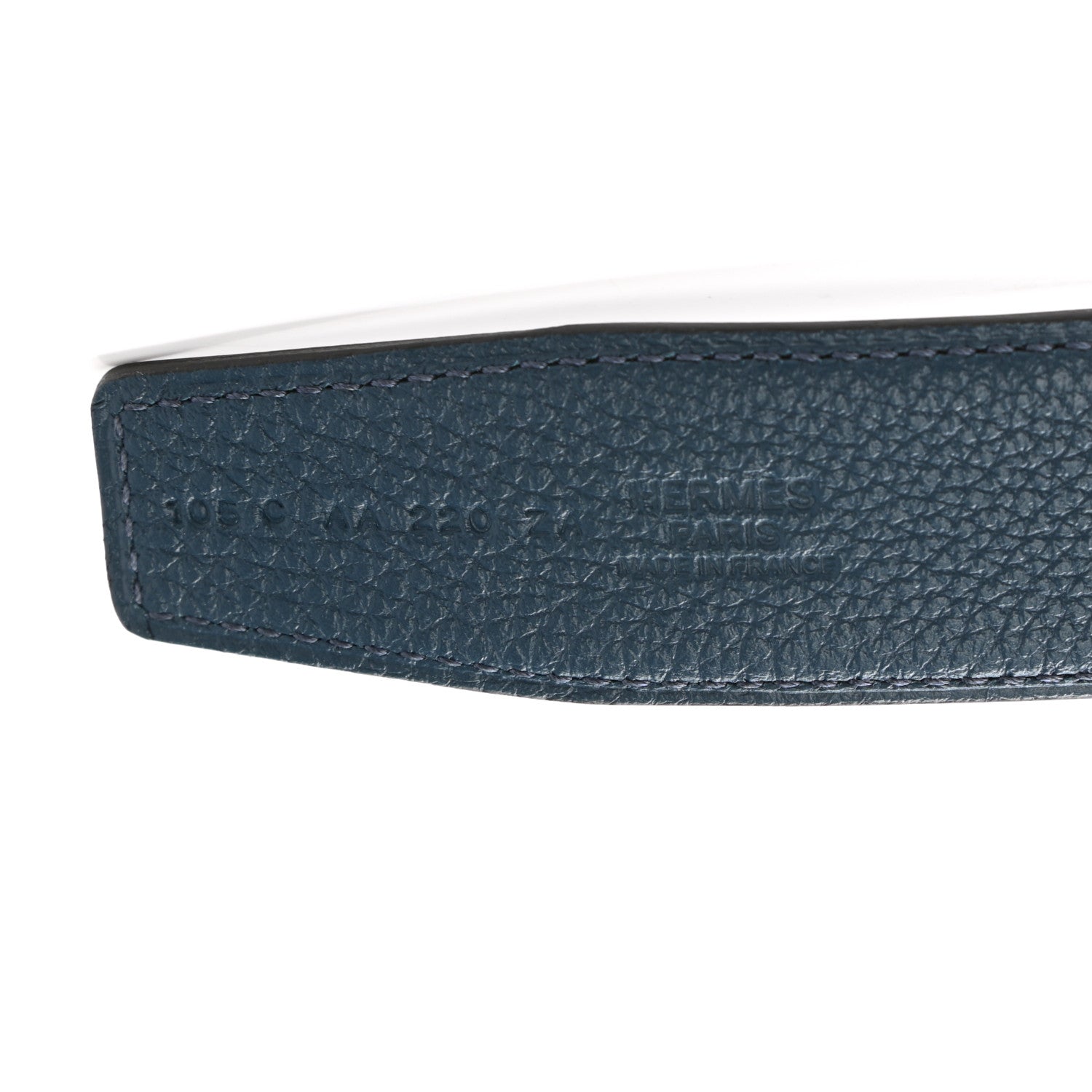 Hermes Box Togo 32mm Belt Strap 105 Black Bleu De Prusse 5 of 6