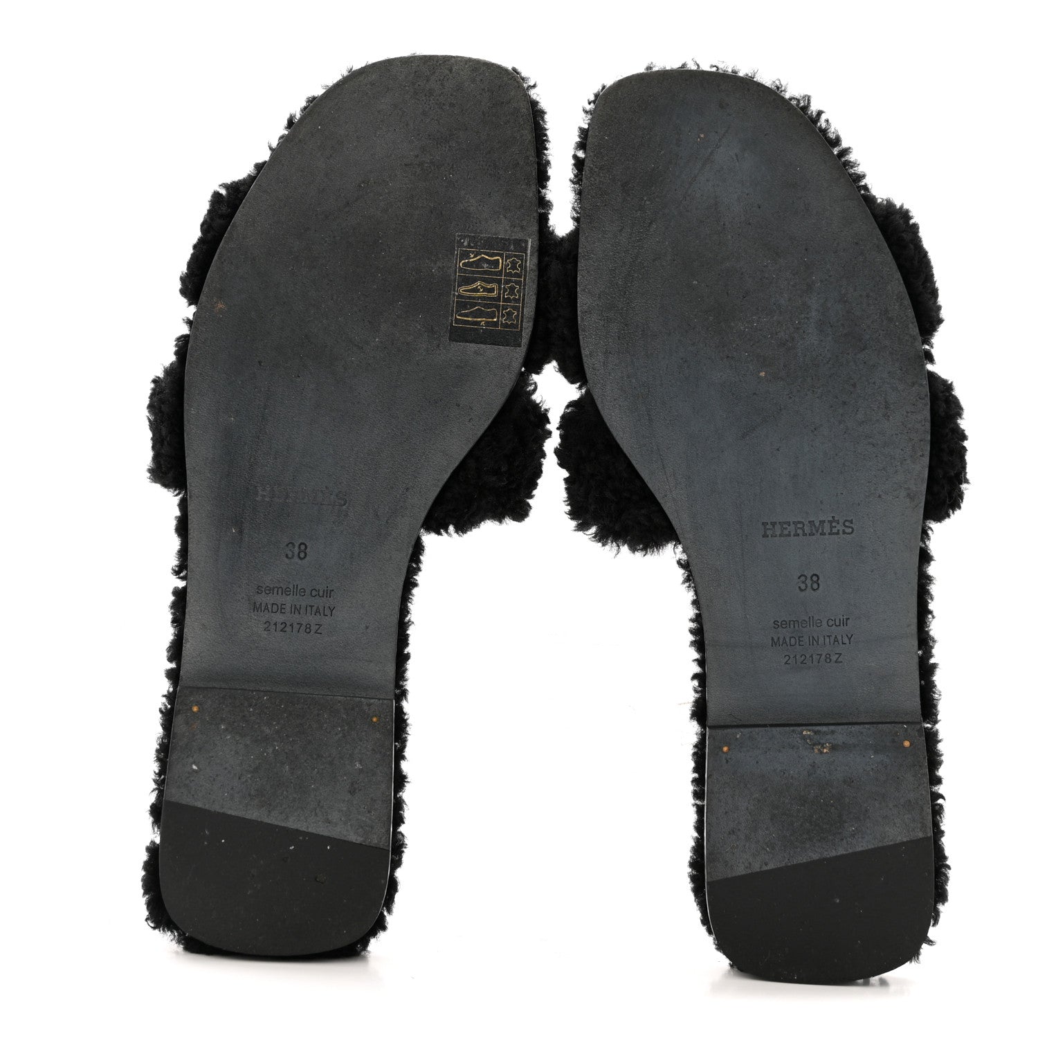 Hermes Woolskin Oran Sandals 38 Black 6 of 10
