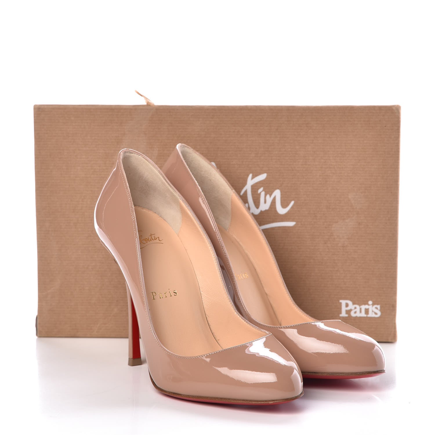 Christian Louboutin Patent Merci Allen 100 Pumps 37.5 Nude 9 of 9
