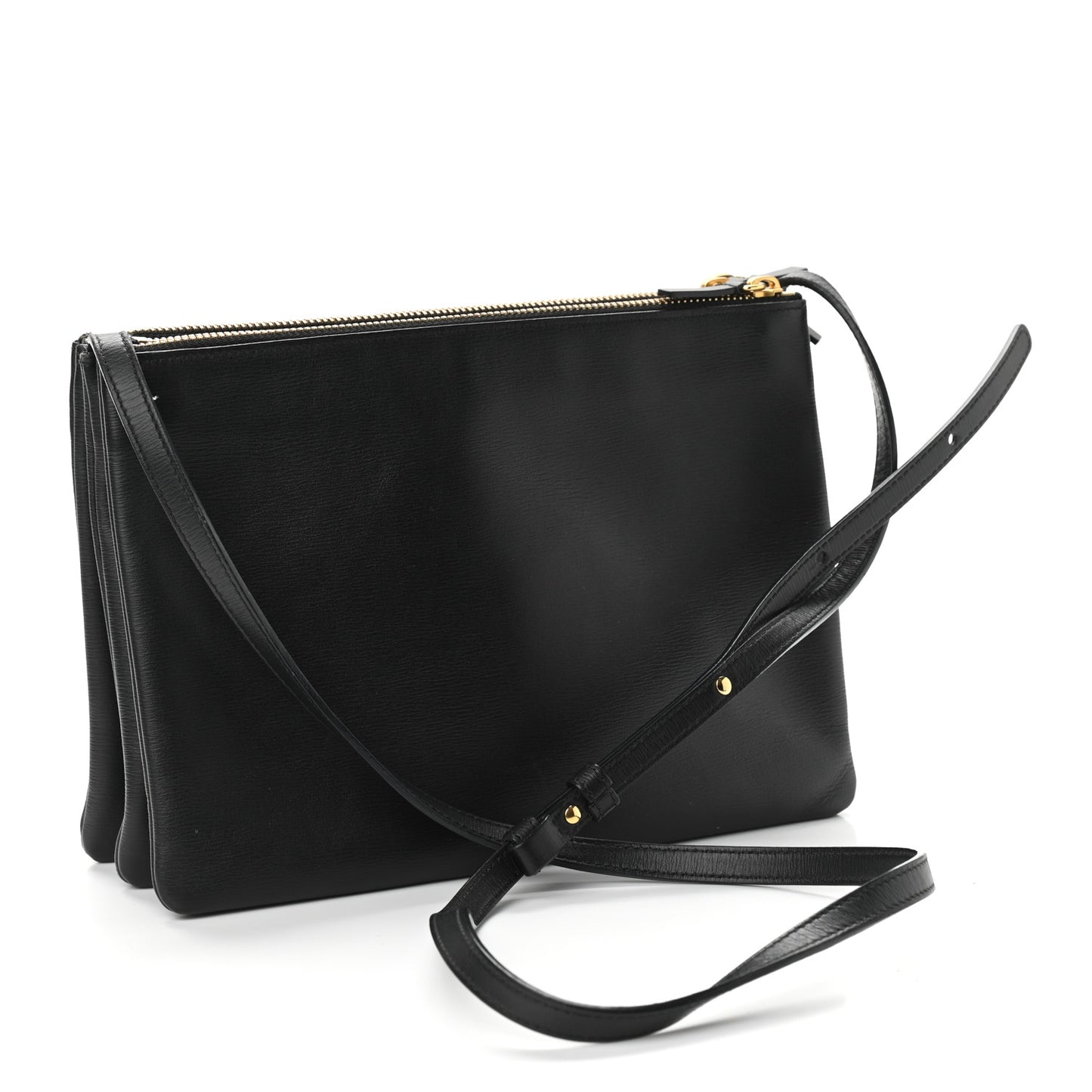 Lambskin Large Trio Crossbody Bag Black