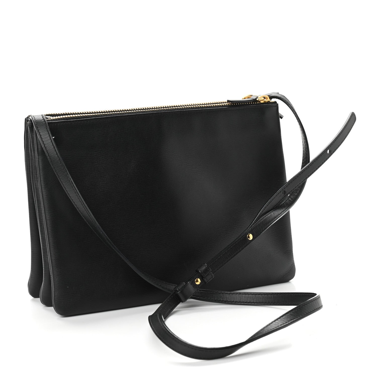 Celine Lambskin Large Trio Crossbody Bag Black 3 of 13