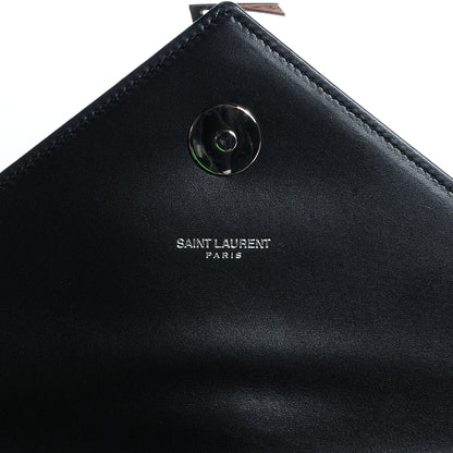 Saint Laurent Calfskin Monogramme Chevron Studded Shoulder Bag Black 6 of 8