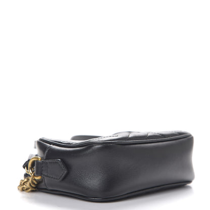 Gucci Calfskin Matelasse Mini GG Marmont Chain Shoulder Bag Black 3 of 11
