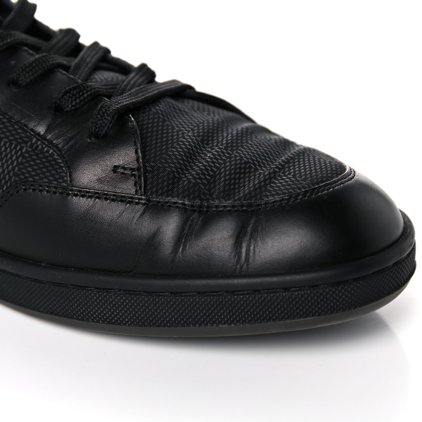 Calfskin Nylon Damier Offshore Sneakers 8 Black
