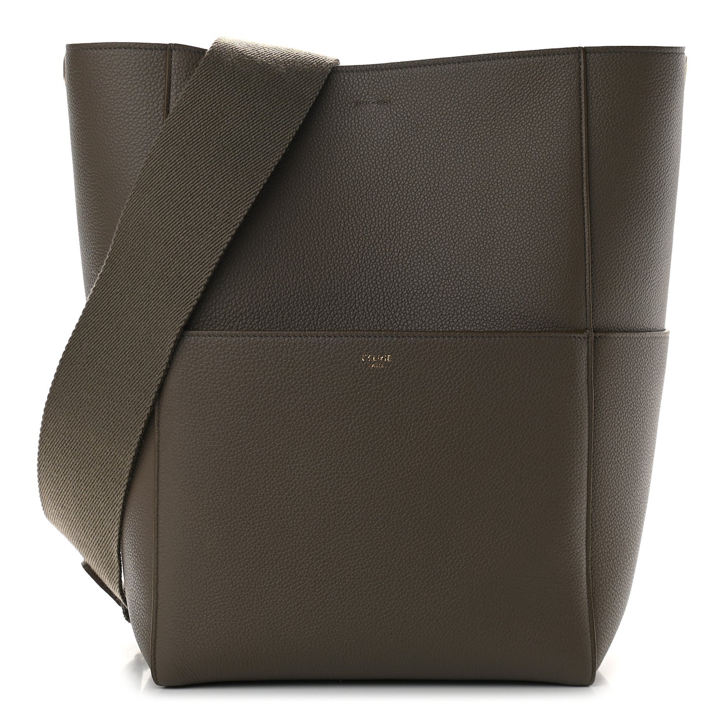 Soft Grained Calfskin Sangle Bucket Bag Taupe