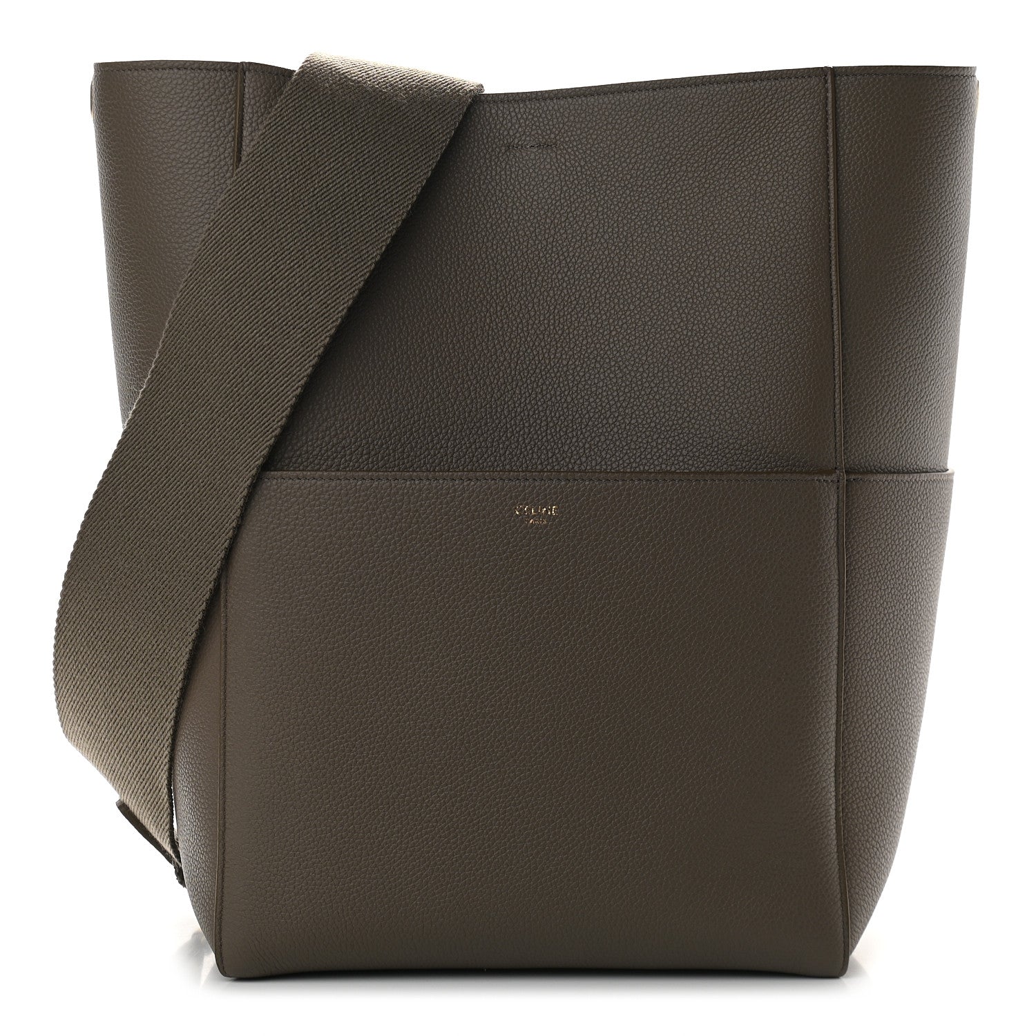 Celine Soft Grained Calfskin Sangle Bucket Bag Taupe 1 of 8