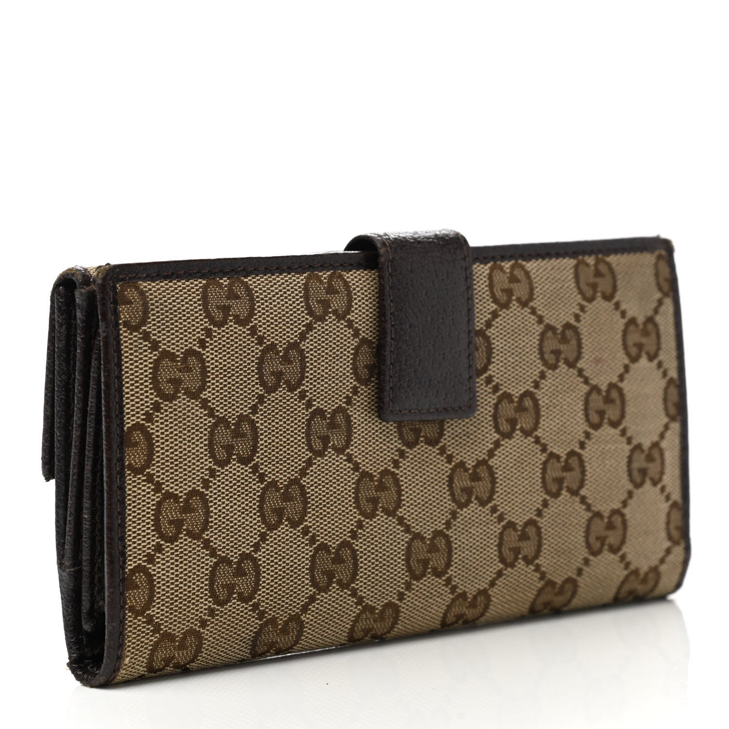 Gucci Monogram Metal Bar Continental Flap Wallet Beige Ebony Dark Brown 3 of 19
