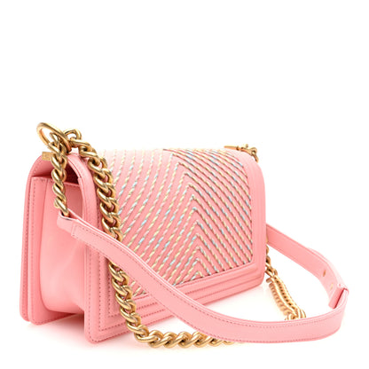 Chanel Calfskin Chevron Embroidered Medium Boy By The Sea Flap Pink 3 of 10