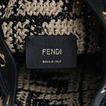 Fendi Raffia Vitello Seta F is Fendi FF Woven Mini Mon Tresor Bucket Bag Black Natural 8 of 12
