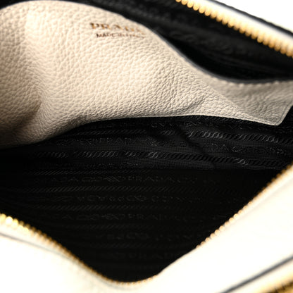 Prada Vitello Daino Soft Medium Double Zip Shoulder Bag White 5 of 10