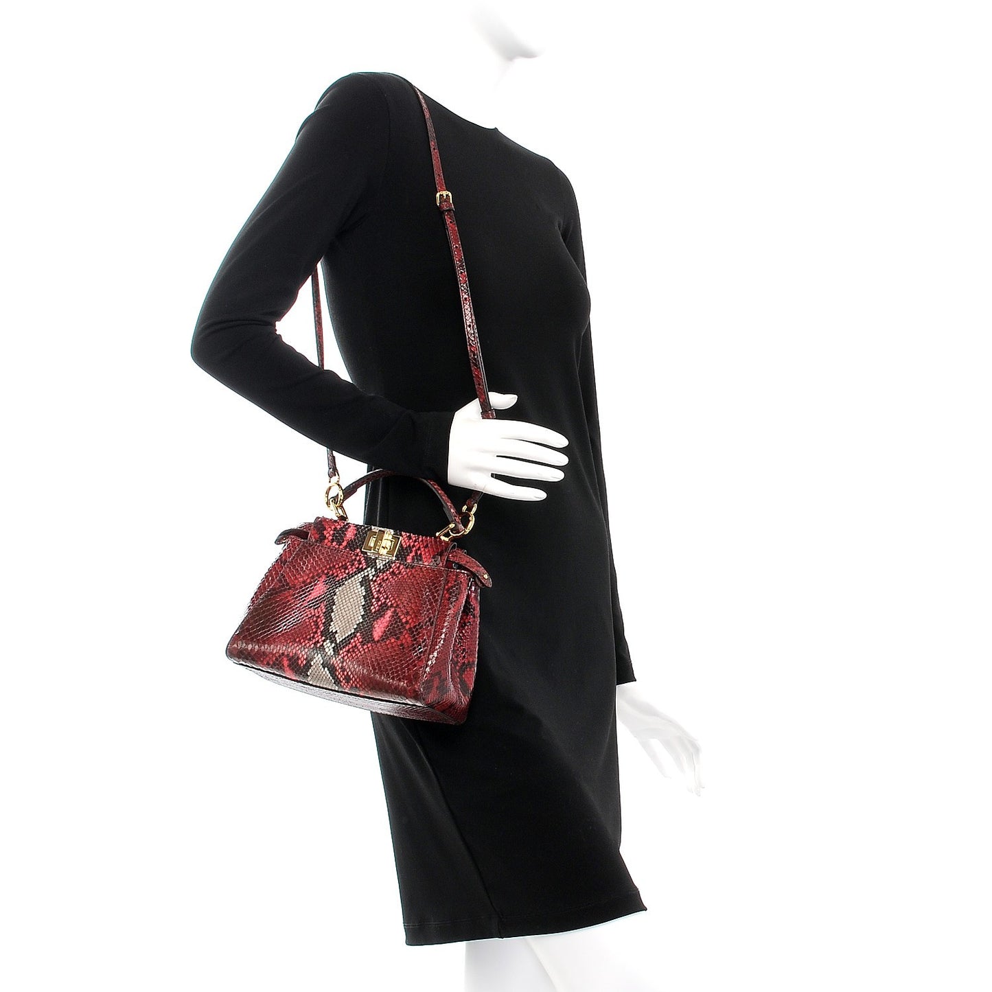 Python Mini Peekaboo Iconic Satchel Rosso Scuro Fiamma