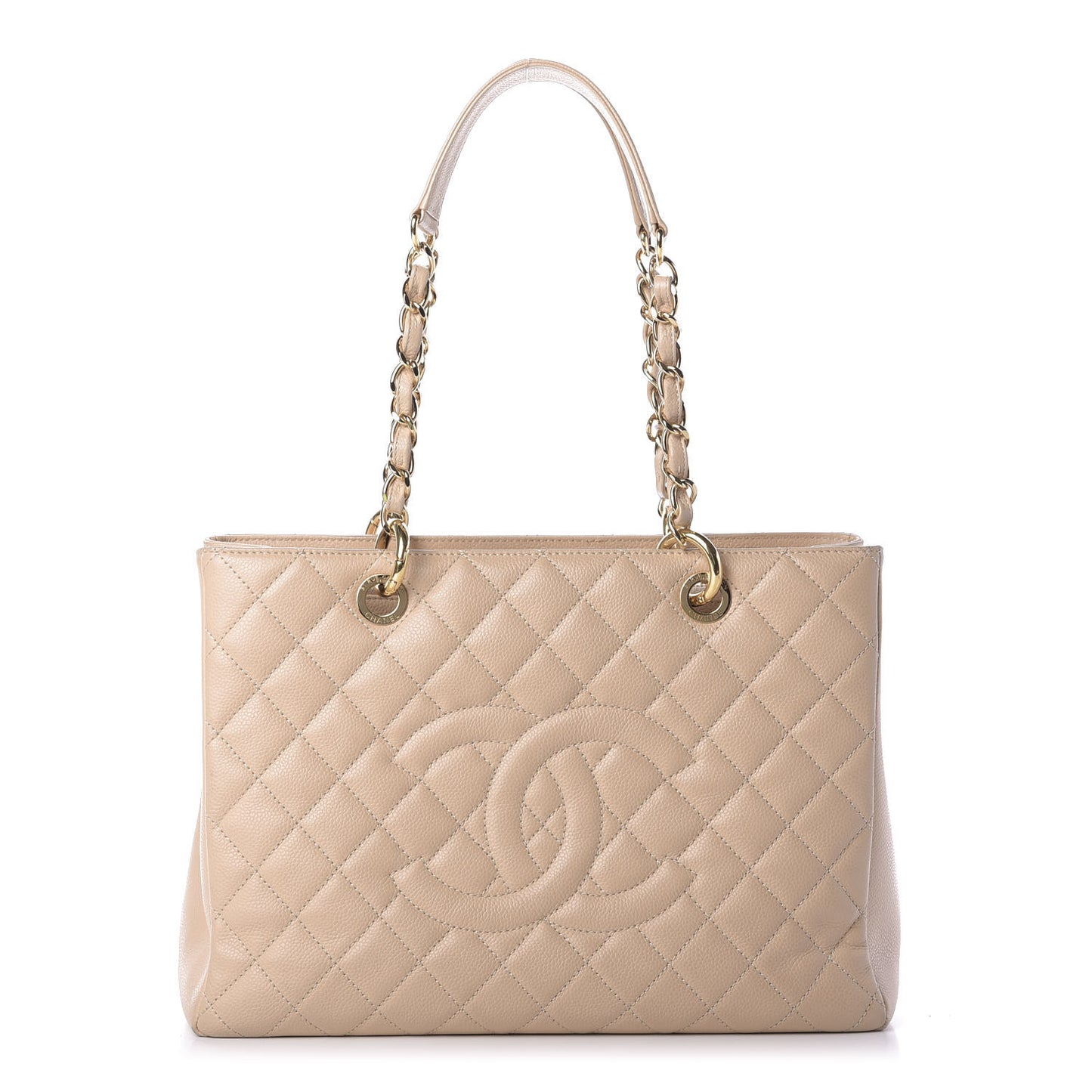 Caviar Quilted Grand Shopping Tote GST Beige Clair