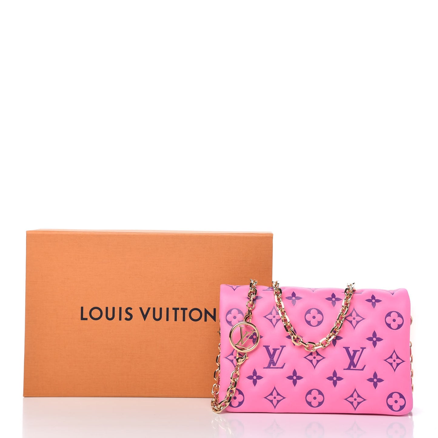 Lambskin Embossed Monogram Vuittamins Pochette Coussin Rose Violet