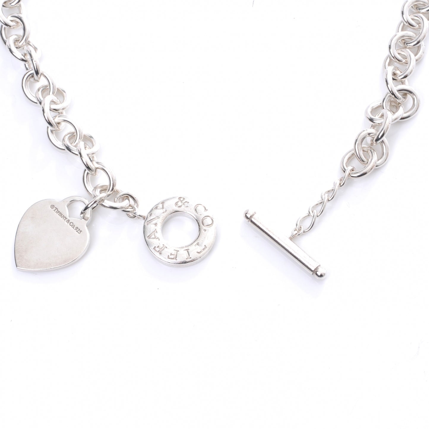 Sterling Silver Heart Tag Toggle Necklace