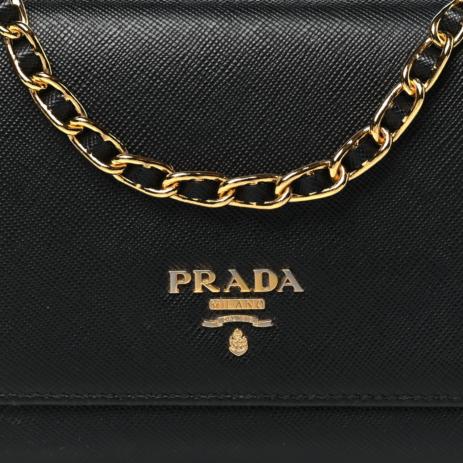 Prada Saffiano Metal Oro Chain Wallet Black 8 of 16