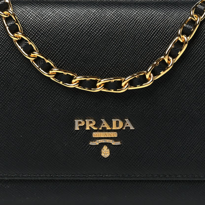 Prada Saffiano Metal Oro Chain Wallet Black 8 of 16