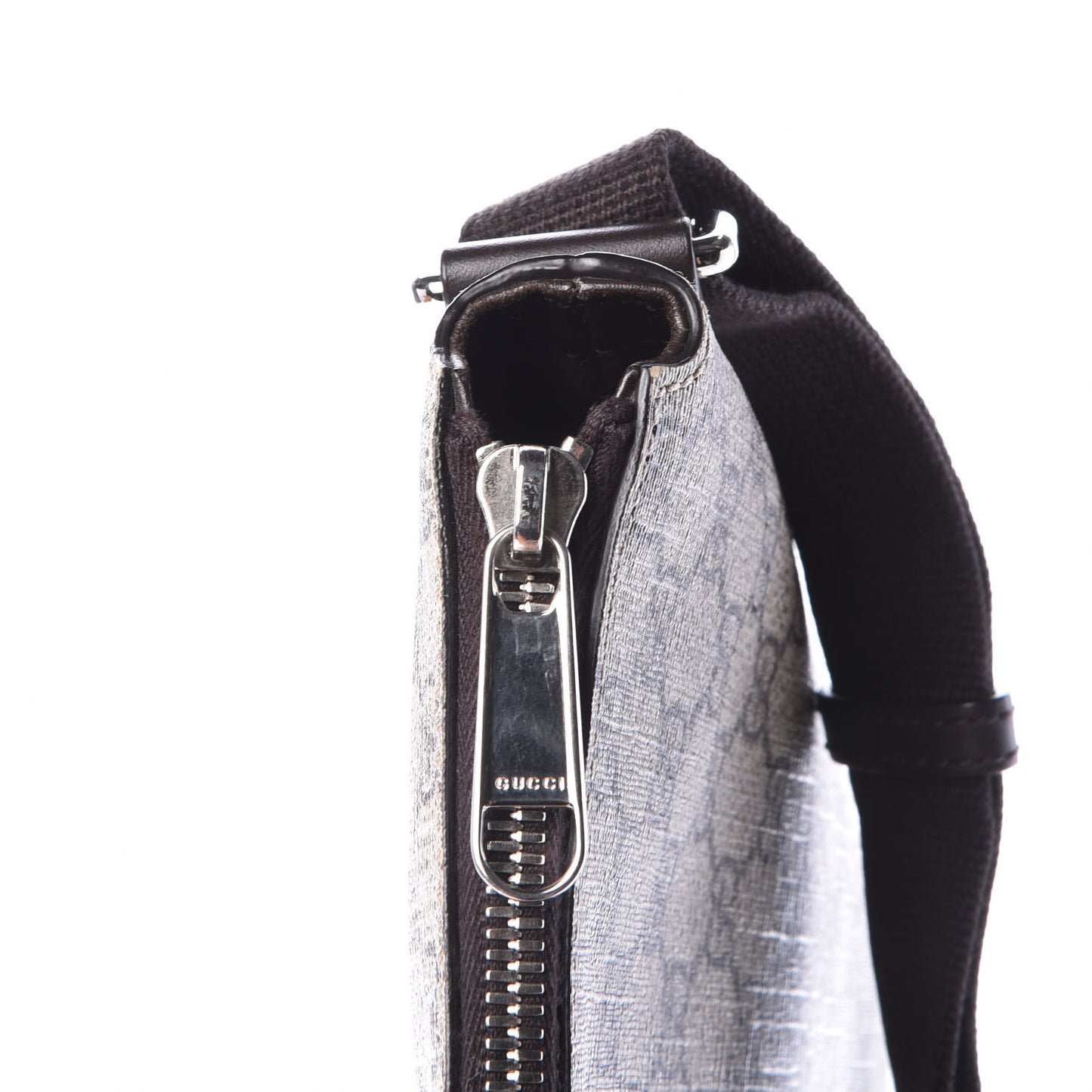 GG Supreme Monogram Medium Flat Messenger Bag Beige Brown