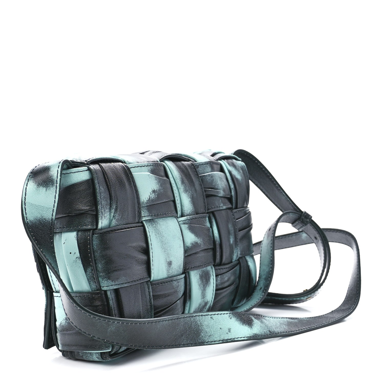 Bottega Veneta Foulard Tie Dye Maxi Intrecciato Padded Cassette Crossbody Bag Celadon Inkwell 3 of 12