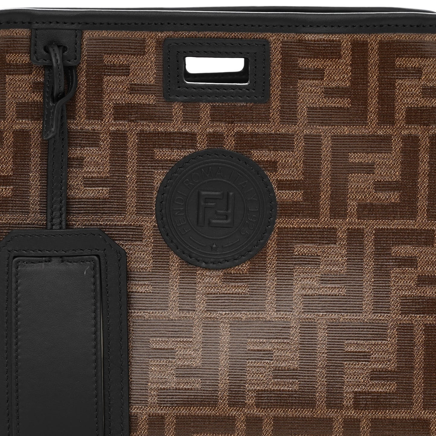 Glazed Fabric Vitello Century FF 1974 Stamp Patch Mini Peekaboo Defender Cover Mogano Panna Black