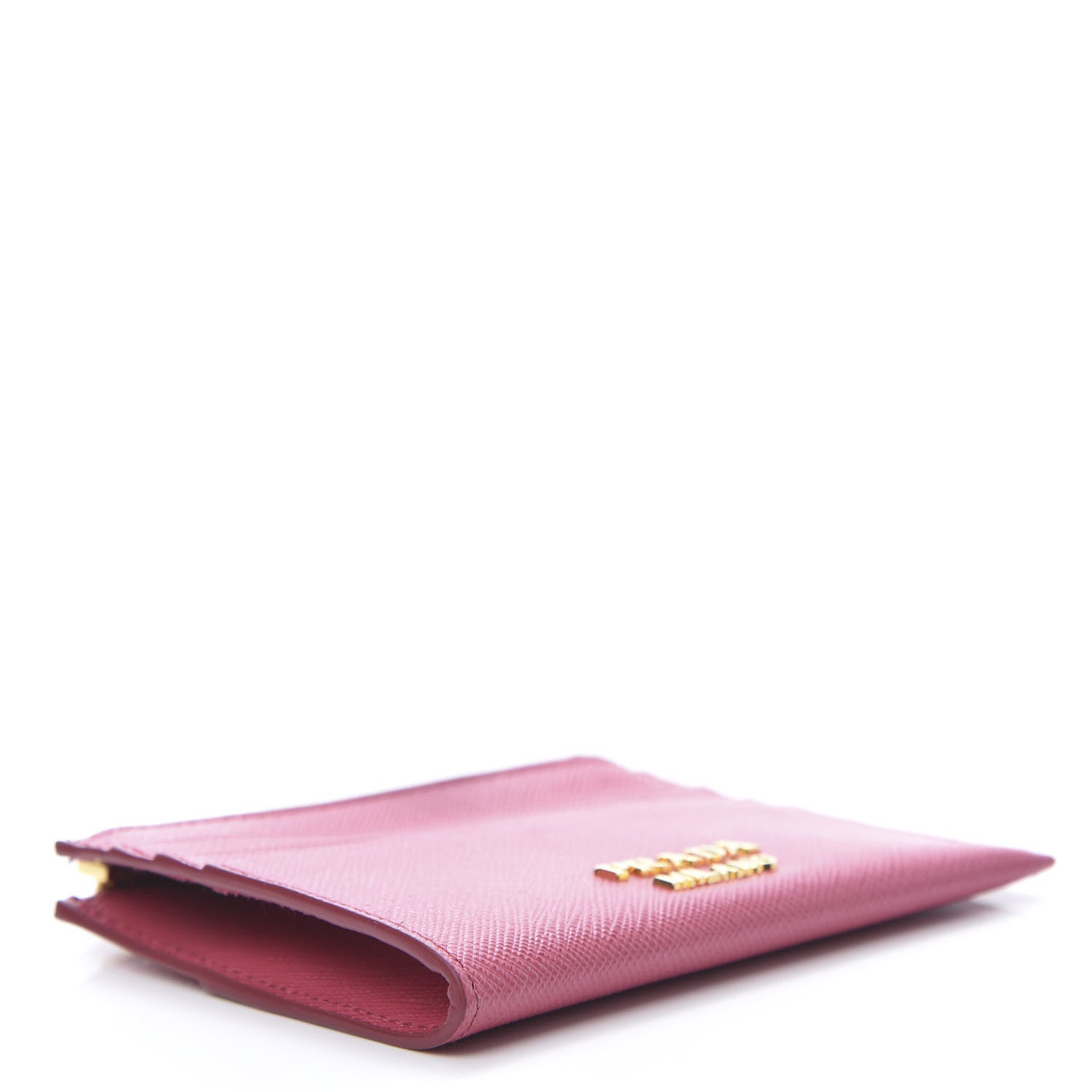 Prada Saffiano Triangle Zip Card Holder Peonia 4 of 8