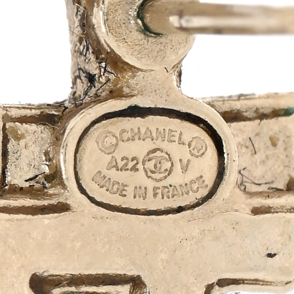 Chanel Crystal Cha-Nel Logo Earrings Gold 4 of 5