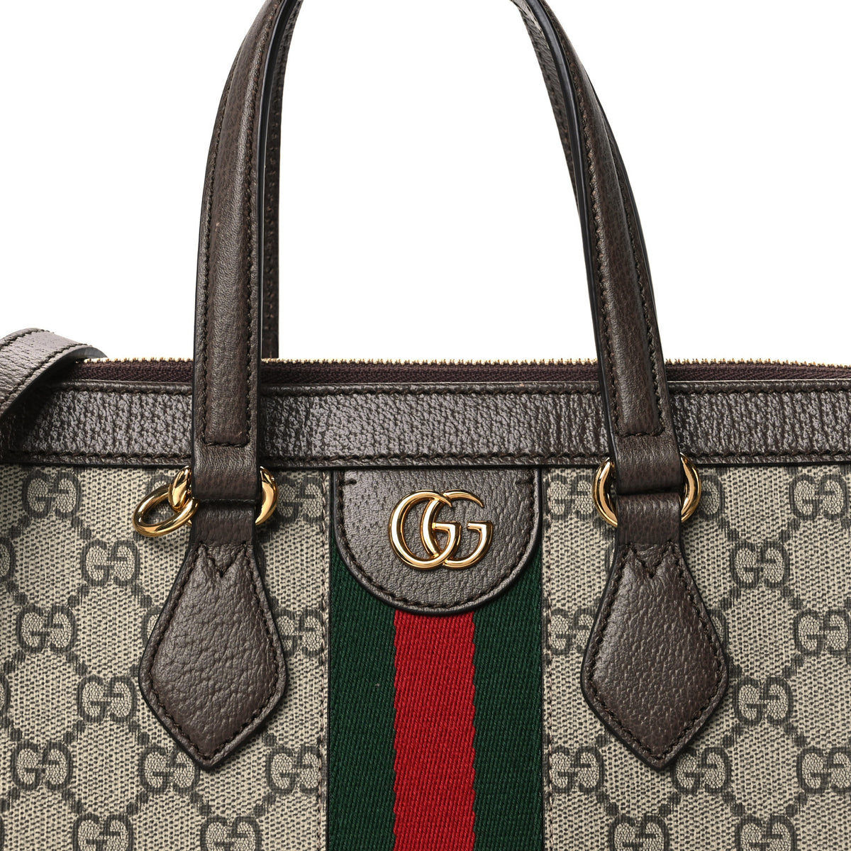 GG Supreme Monogram Web Medium Ophidia Tote Bag Brown