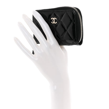 Chanel Patent Calfskin Quilted Zip Coin Purse Black 2 of 7
