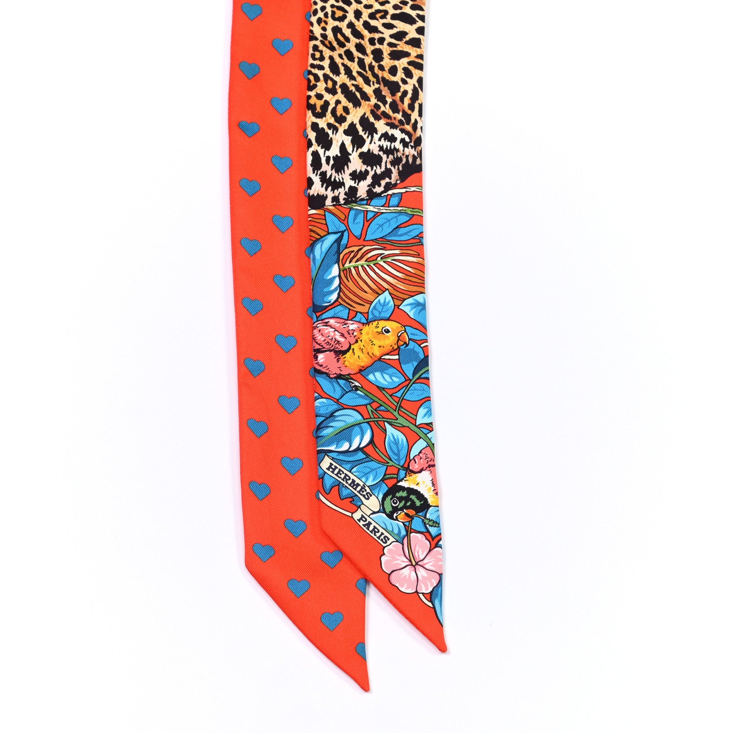 Hermes Silk Jungle Love Love Twilly Orange Bleu Brun 2 of 4