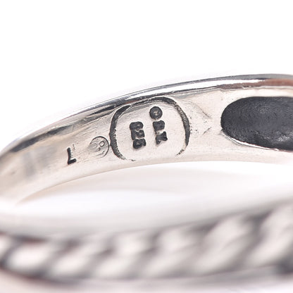David Yurman Sterling Silver Diamond Prasiolite 11mm Deco Ring 54 6.75 5 of 5