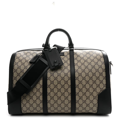 Gucci GG Supreme Monogram Selleria Calfskin Medium Duffle Beige Ebony Black 1 of 9