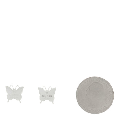 Gucci Sterling Silver Trademark Butterfly Stud Earrings 2 of 5