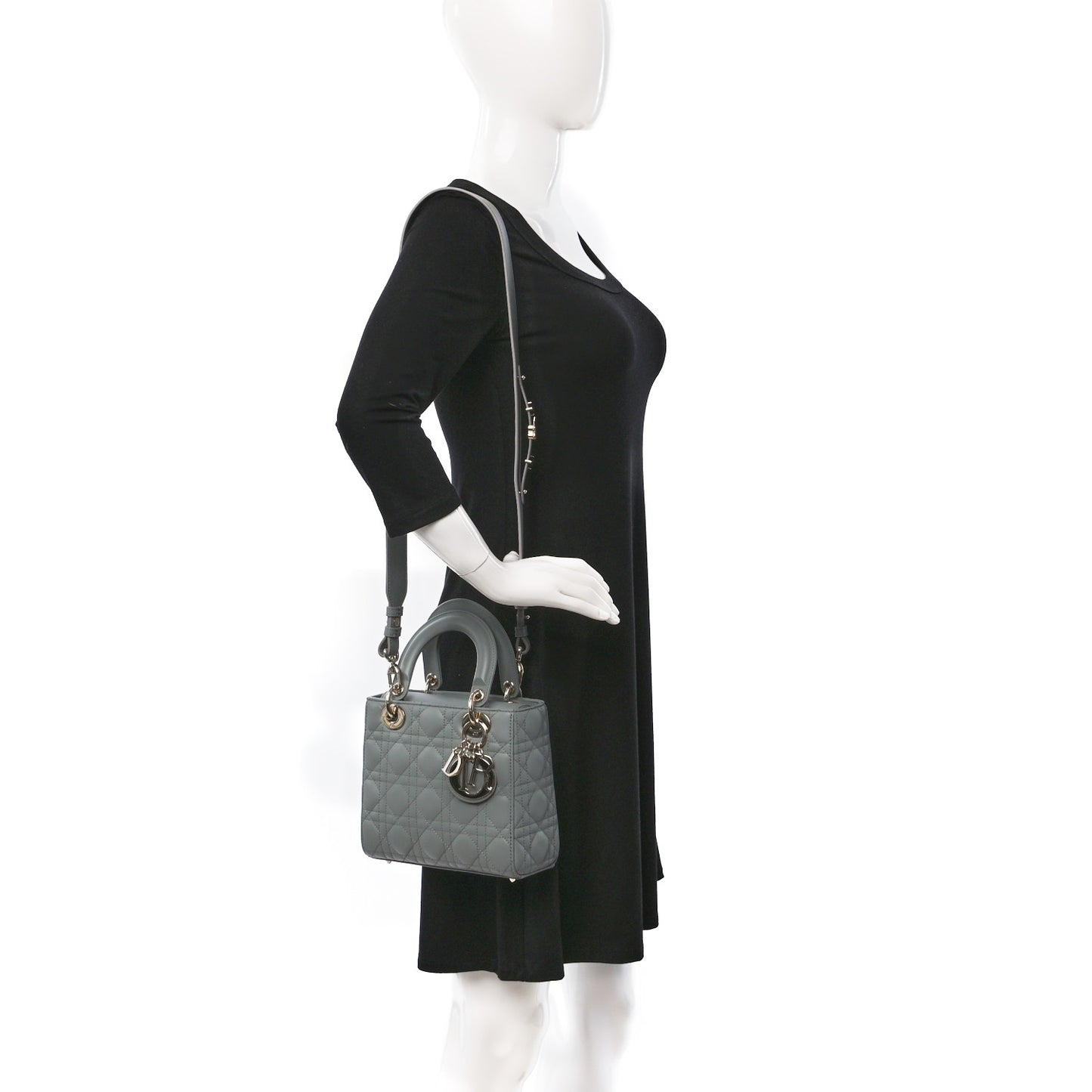 Lambskin Cannage Small My ABCDior Lady Dior Grey