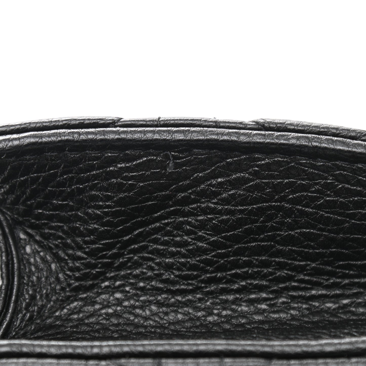Calfskin Cannage Caro Zipped Pouch With Chain Black