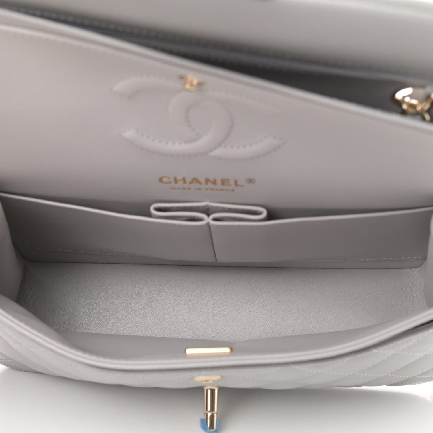 Chanel Caviar Quilted Small Double Flap Grey 7 of 10