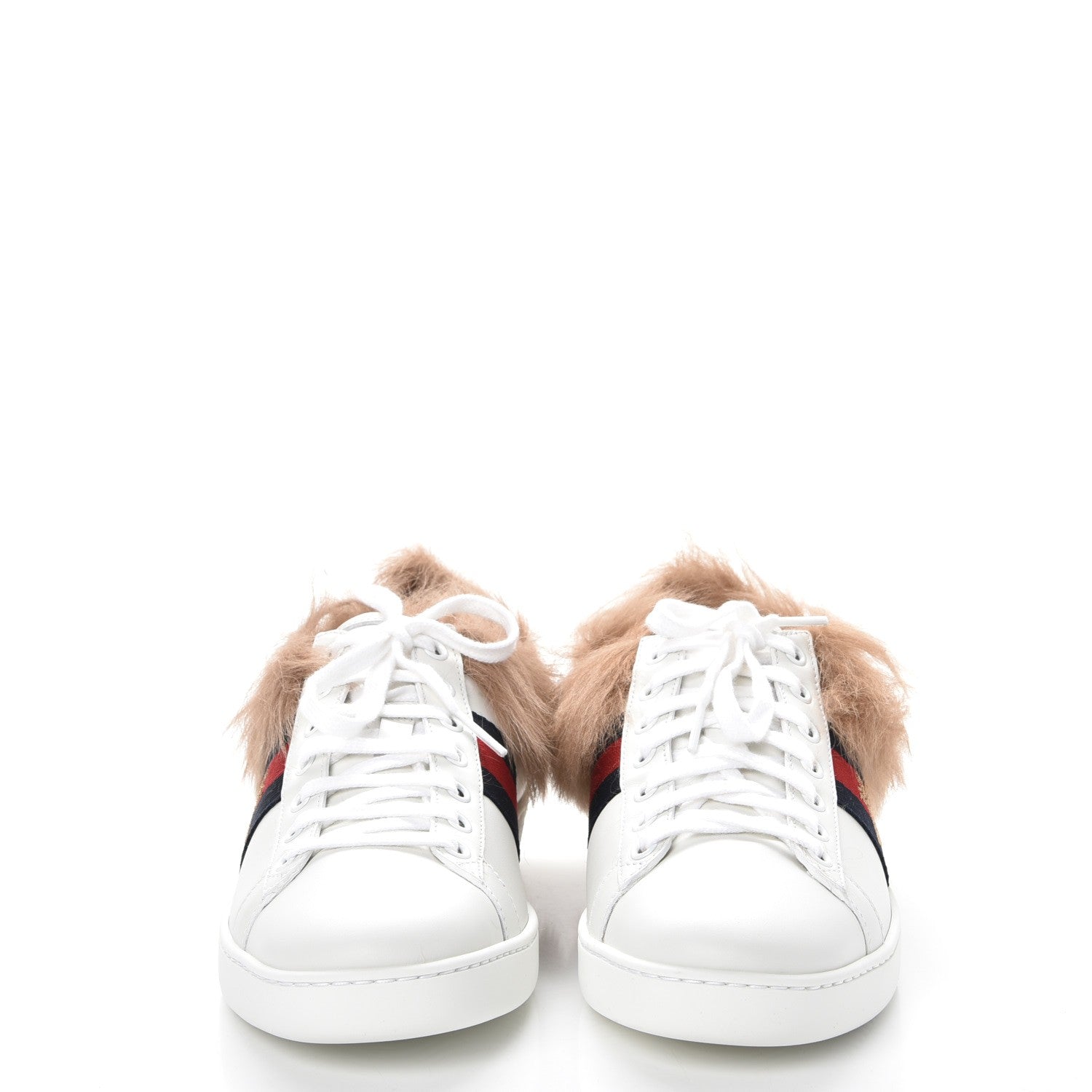 Gucci Calfskin Wool Web Bee Embroidered Womens Ace Sneakers 38.5 White 2 of 10