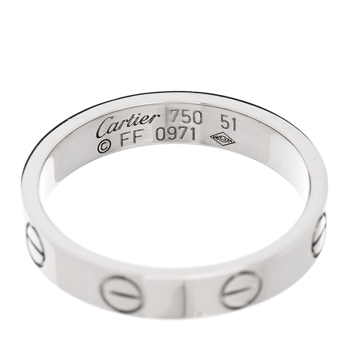 18K White Gold 3.5mm LOVE Wedding Band Ring 51 5.75