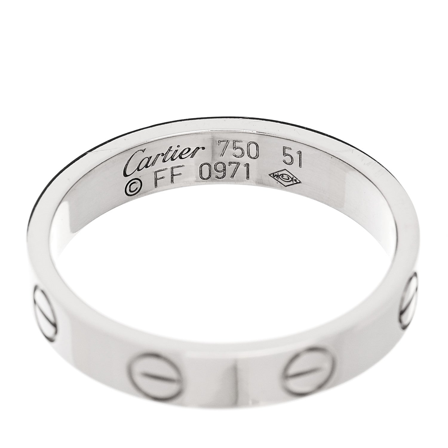 Cartier 18K White Gold 3.5mm LOVE Wedding Band Ring 51 5.75 4 of 4