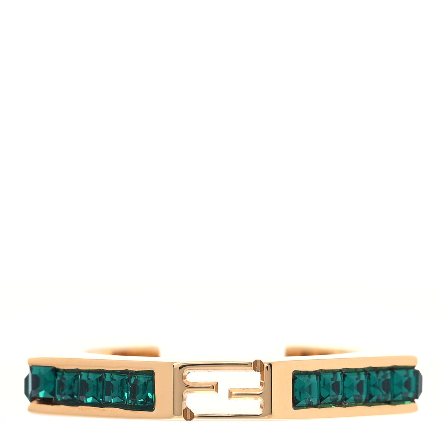 Metal Crystal F is Fendi Ring L Gold Green
