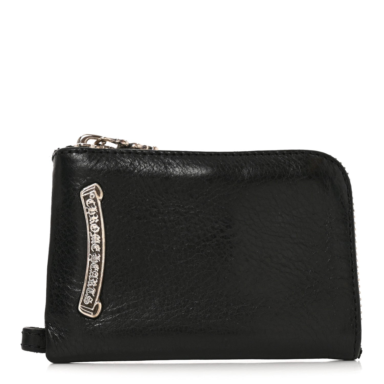 Chrome Hearts Heavy Weight Calfskin Cross Patch Zip Card Holder Wallet Black 1 of 6