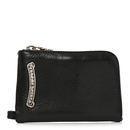 Chrome Hearts Heavy Weight Calfskin Cross Patch Zip Card Holder Wallet Black 1 of 6