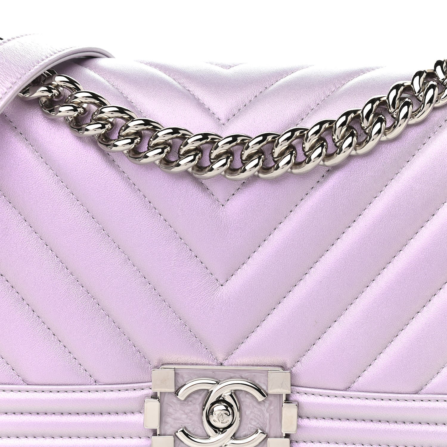 Chanel Iridescent Lambskin Chevron Quilted Medium Boy Flap Purple 7 of 11