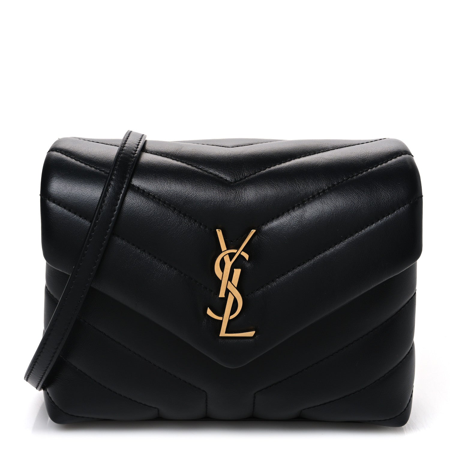Saint Laurent Calfskin Y Quilted Monogram Toy Loulou Crossbody Bag Black 1 of 10