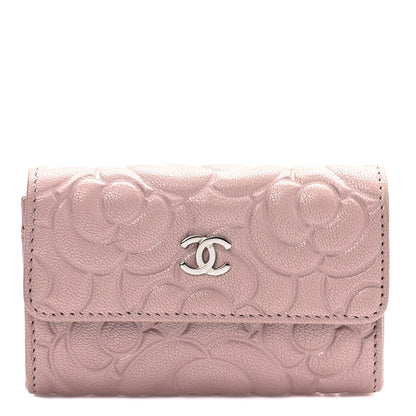 Chanel Goatskin Camellia Embossed Card Holder Wallet Light Pink 1 of 7