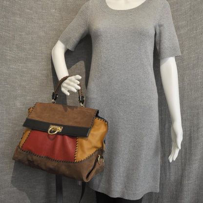 FASHIONPHILE SALVATOREFERRAGAMOLeatherSuedeColorblockWhipstitchSofia 2 of 8