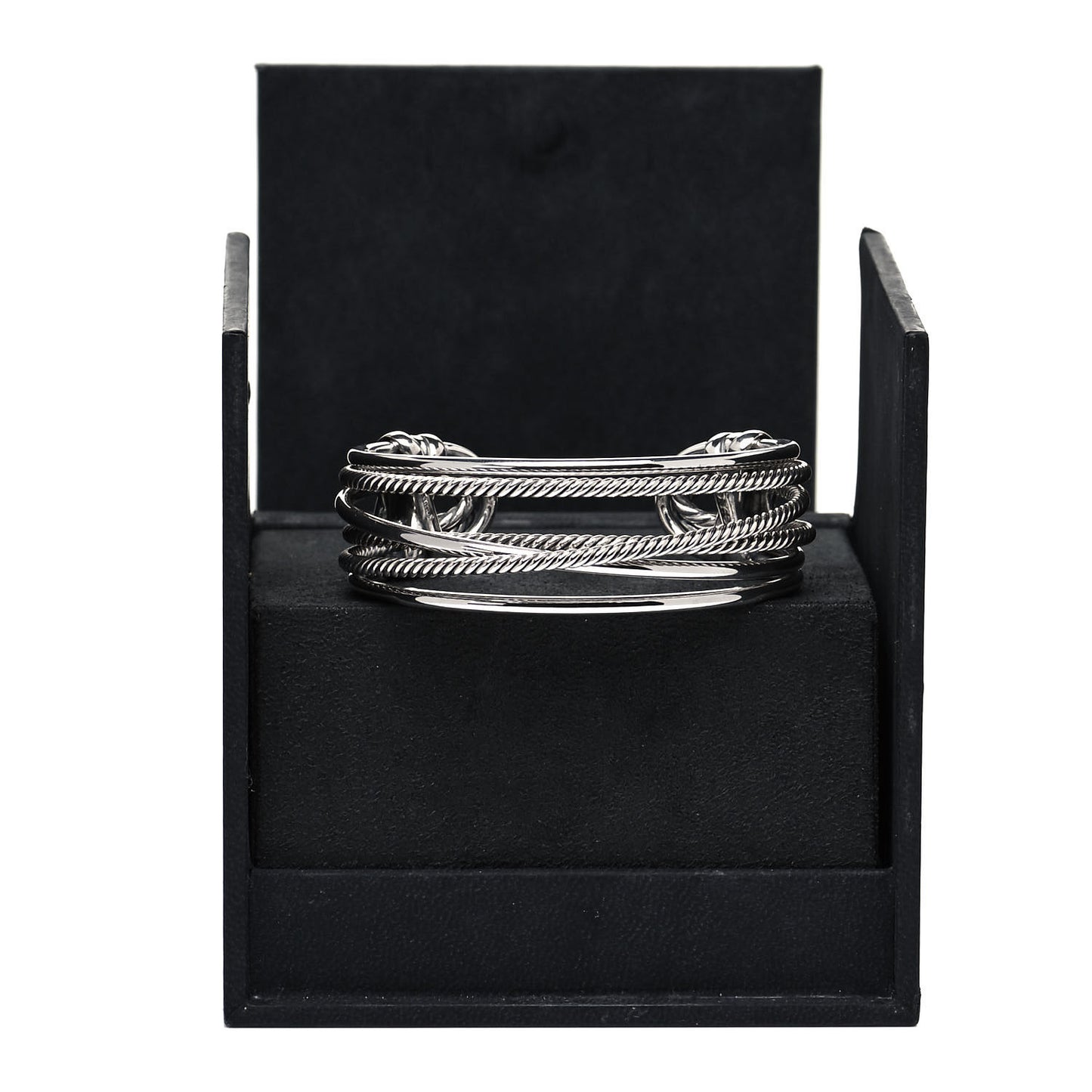 Sterling Silver Narrow Crossover Cuff Bracelet