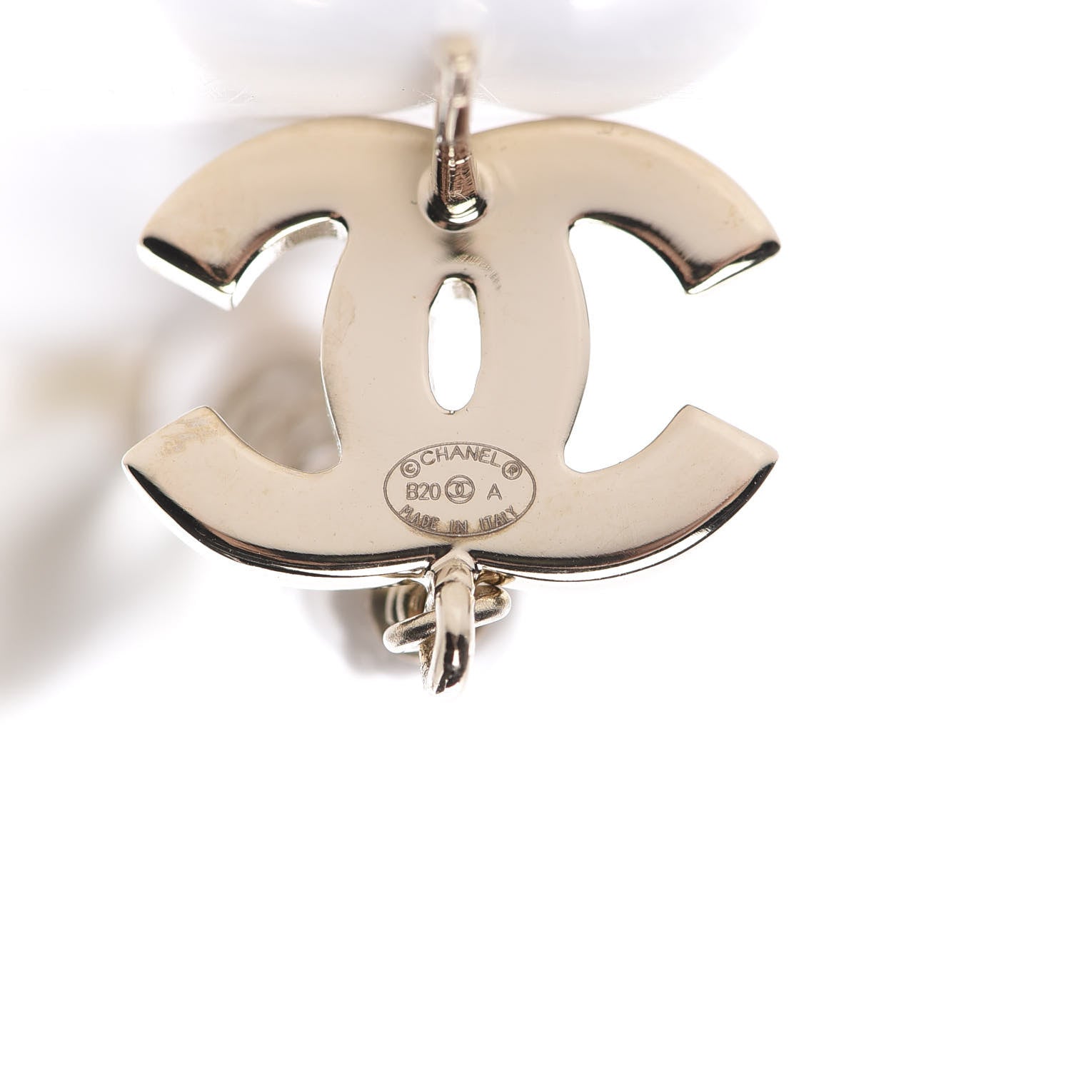 Chanel Pearl Crystal CC Drop Earrings Gold 4 of 5
