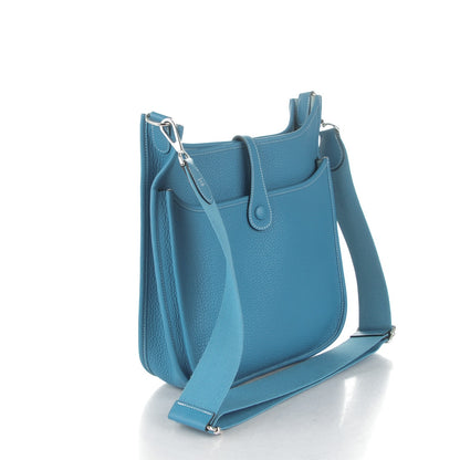 Hermes Taurillon Clemence Evelyne III PM Blue Jean 3 of 8