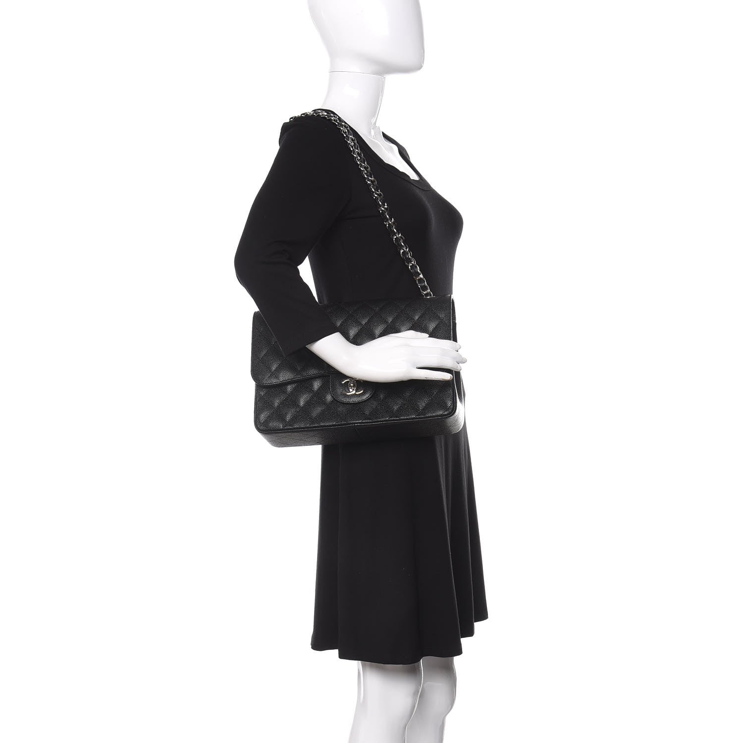 Chanel Caviar Quilted Jumbo Double Flap Black 2 of 11